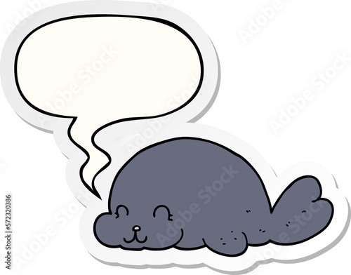 cute cartoon seal and speech bubble sticker