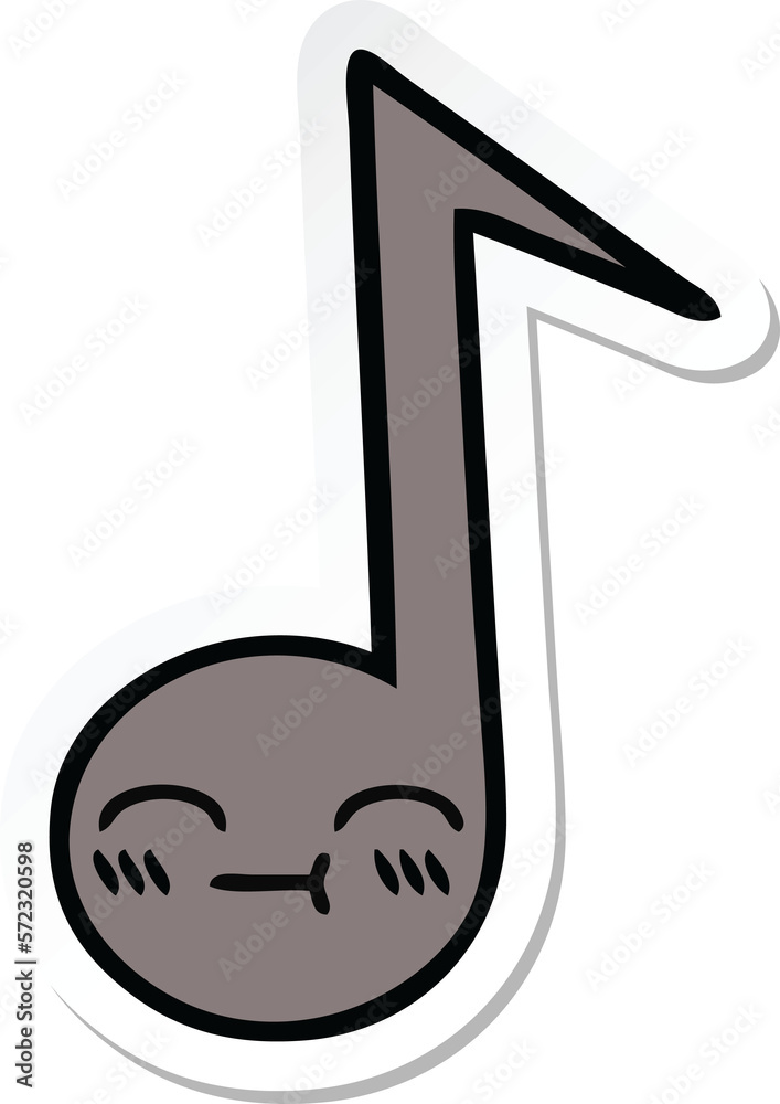 sticker of a cute cartoon musical note sticker of a cute cartoon musical note