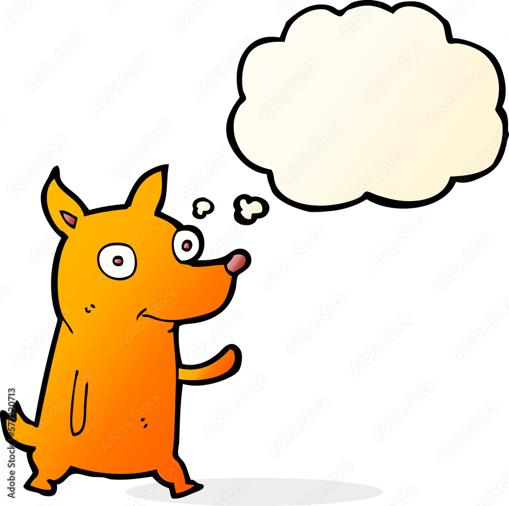 cartoon little dog waving with thought bubble cartoon little dog waving with thought bubble