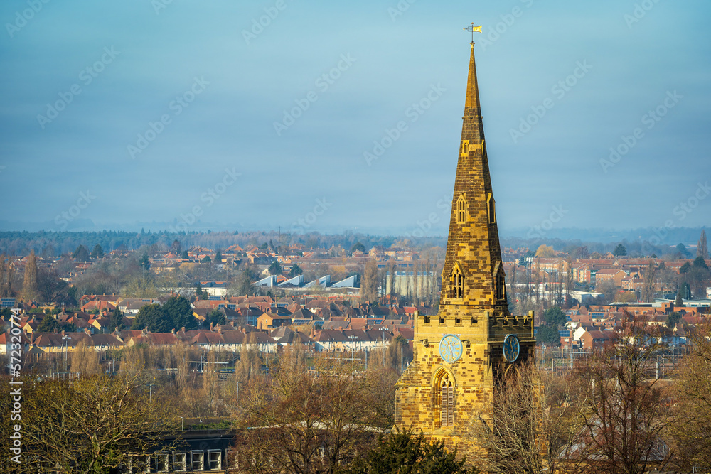 Obraz premium Northampton town cityscape over blue sky in england uk