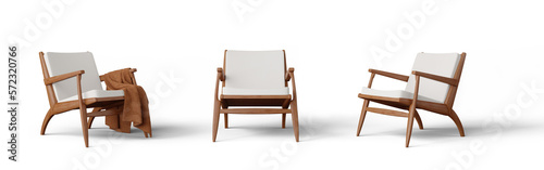Fototapeta Naklejka Na Ścianę i Meble -  Front and side views of red wood chairs