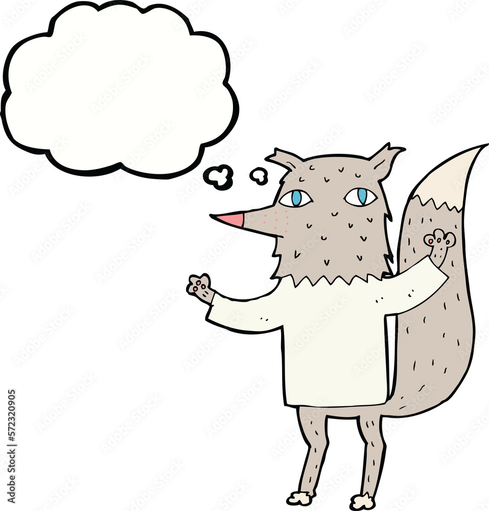Fototapeta premium cartoon wolf with thought bubble