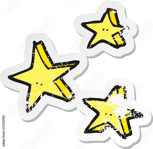 retro distressed sticker of a cartoon decorative doodle stars