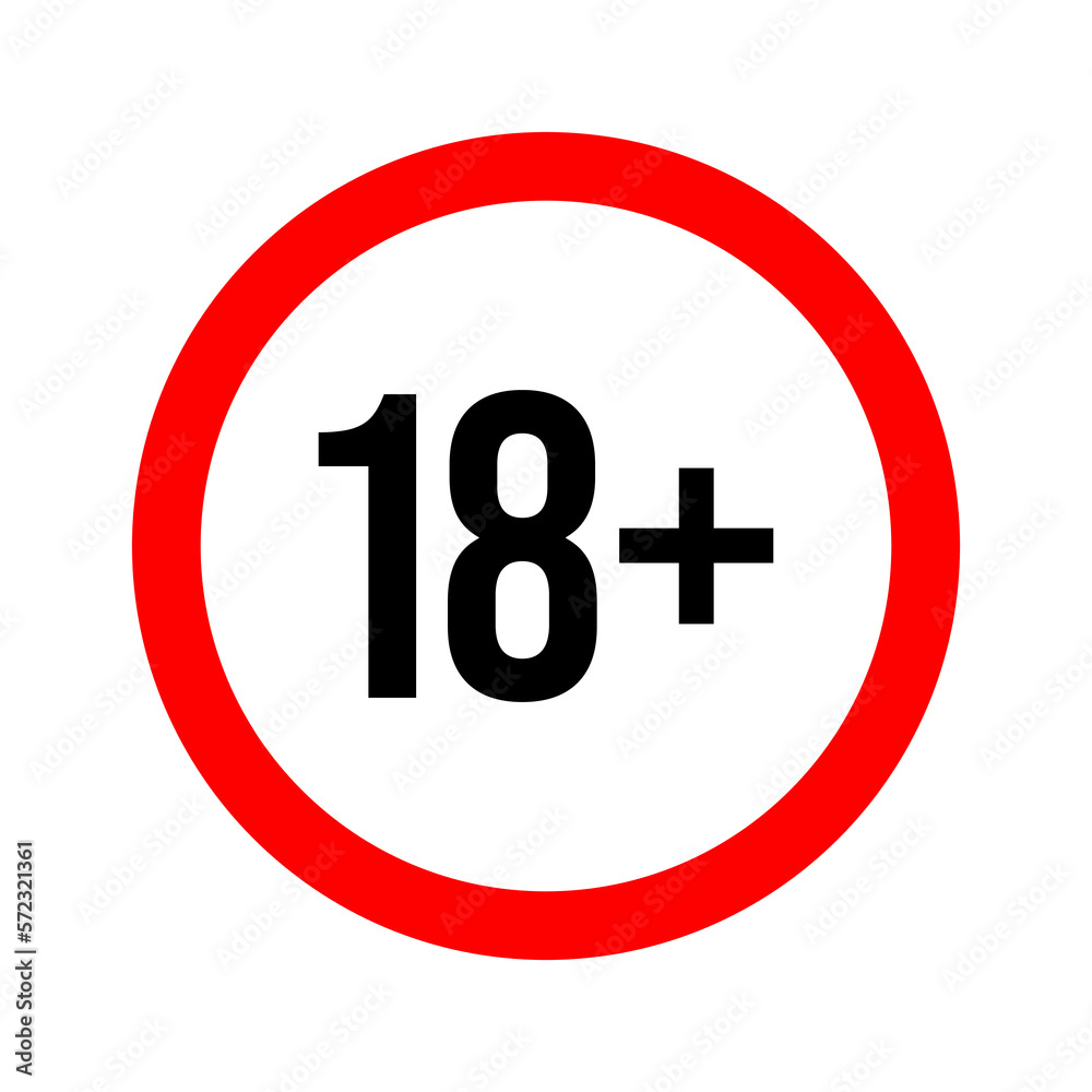 18 sign warning symbol isolated on background, over 18 plus only censored, eighteen age older forbidden adult content 18 sign warning symbol isolated on background, over 18 plus only censored, eighteen age older forbidden adult content