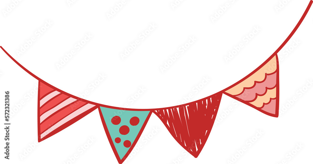 Pennant party hand draw filled outline style