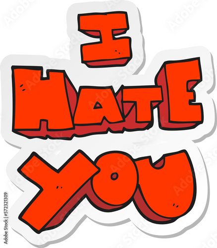sticker of a I hate you cartoon symbol