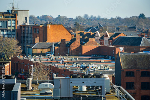 Aerial view over buildings and houses roofs in england uk Fototapet
