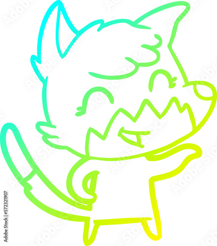 cold gradient line drawing happy cartoon fox