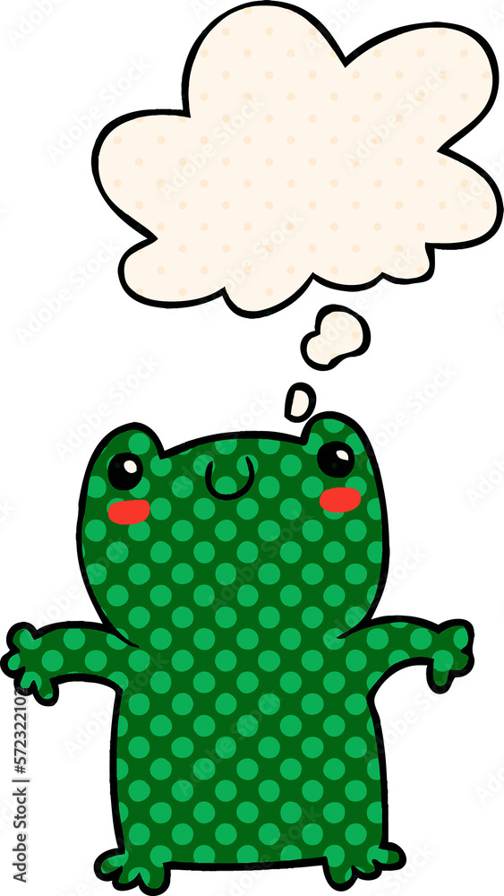 cartoon frog and thought bubble in comic book style cartoon frog and thought bubble in comic book style