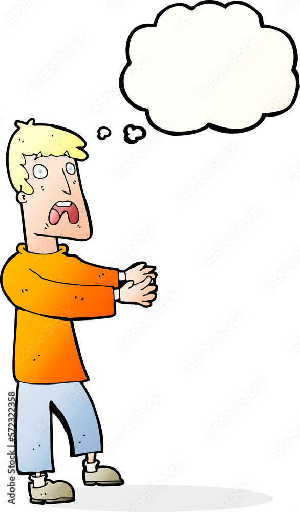 cartoon terrified man with thought bubble cartoon terrified man with thought bubble