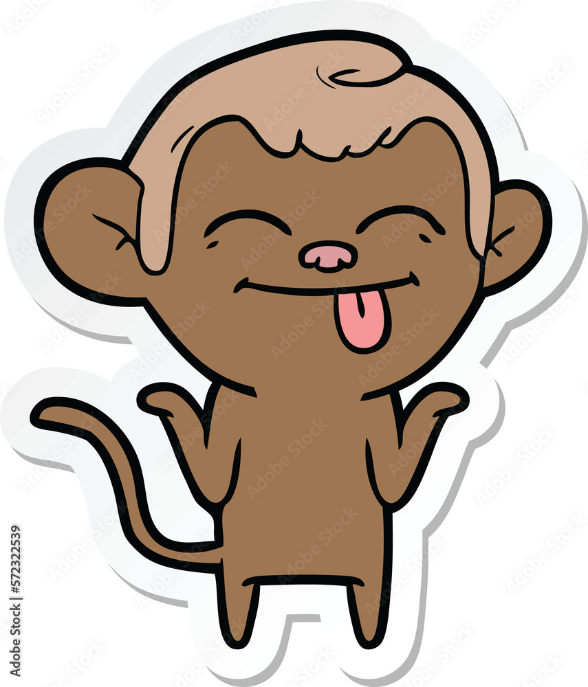 sticker of a funny cartoon monkey sticker of a funny cartoon monkey