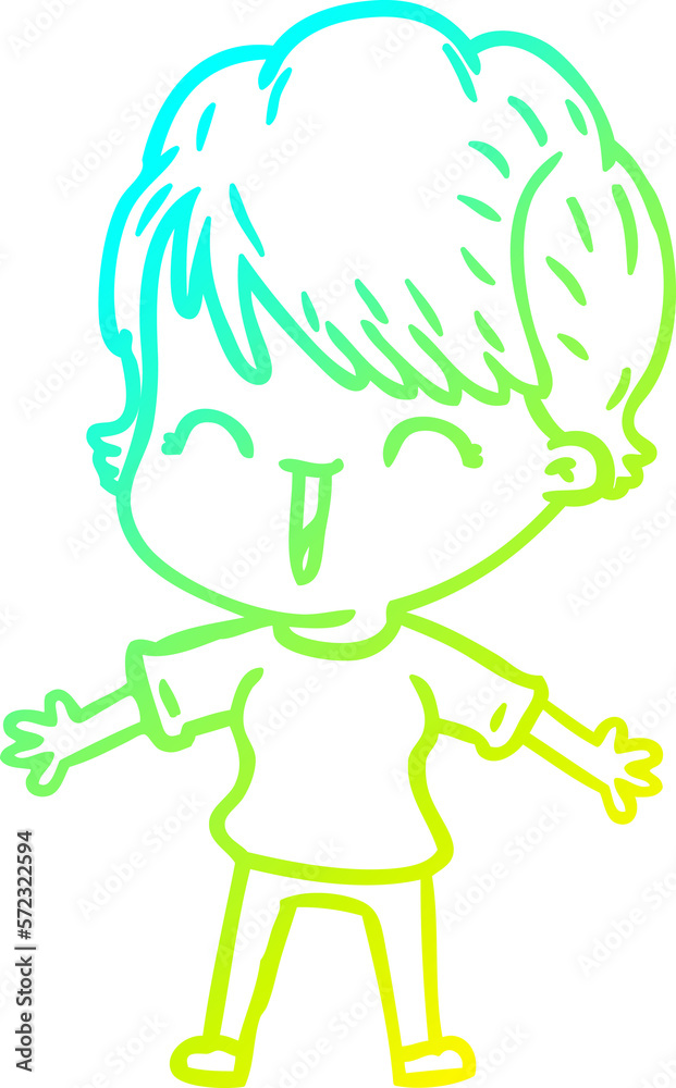 cold gradient line drawing cartoon laughing woman cold gradient line drawing cartoon laughing woman
