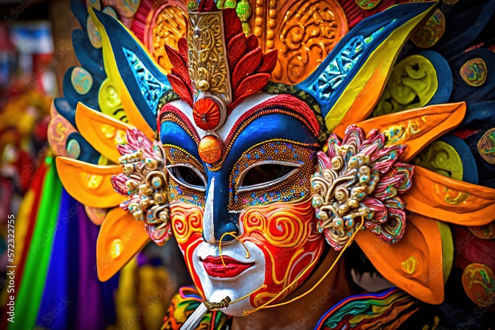 Beatifil and colorful mask display during the parade in Masskara Festival  Stock イラスト | Adobe Stock
