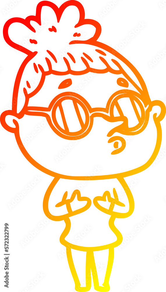 warm gradient line drawing cartoon woman wearing glasses warm gradient line drawing cartoon woman wearing glasses