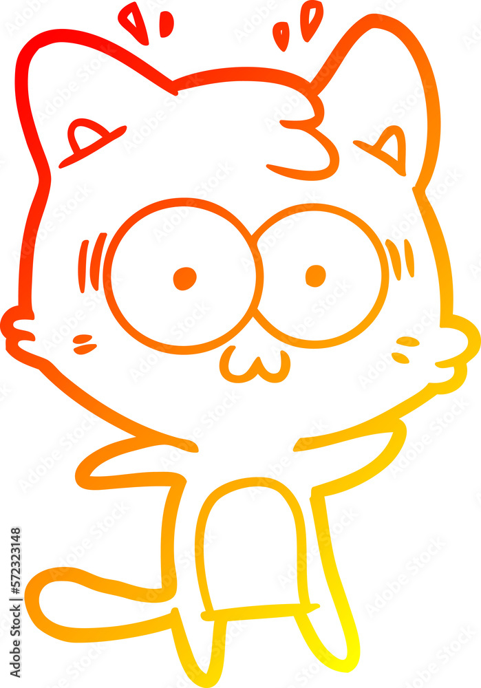 Obraz premium warm gradient line drawing cartoon surprised cat