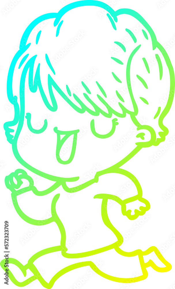 Fototapeta premium cold gradient line drawing cartoon woman talking