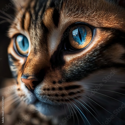 Detail of a brown cat portrait.