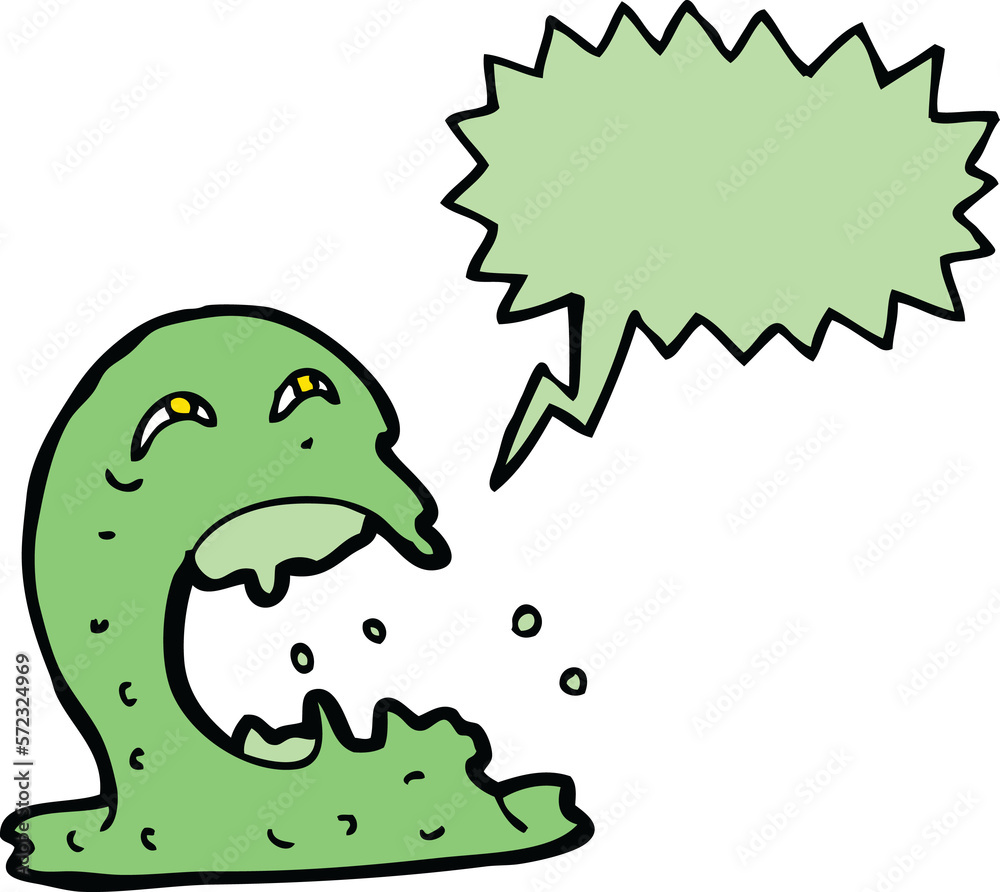 Naklejka premium cartoon gross ghost with speech bubble