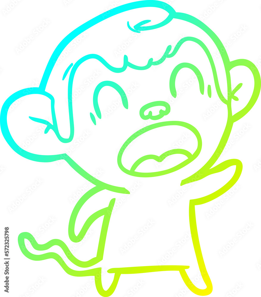 cold gradient line drawing shouting cartoon monkey cold gradient line drawing shouting cartoon monkey