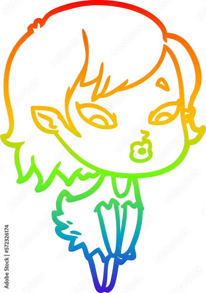 rainbow gradient line drawing cute cartoon vampire girl rainbow gradient line drawing cute cartoon vampire girl