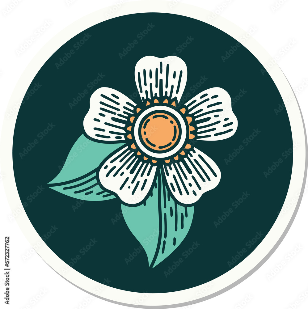 Obraz premium tattoo style sticker of a flower