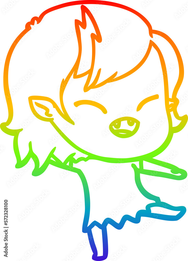 rainbow gradient line drawing cartoon laughing vampire girl rainbow gradient line drawing cartoon laughing vampire girl