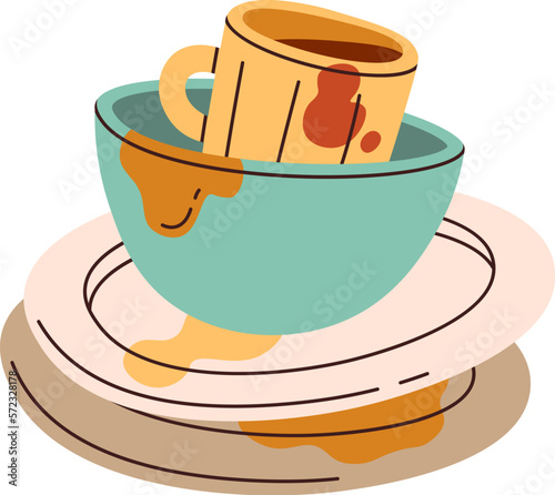 Dirty plates flat icon Dishwashing
