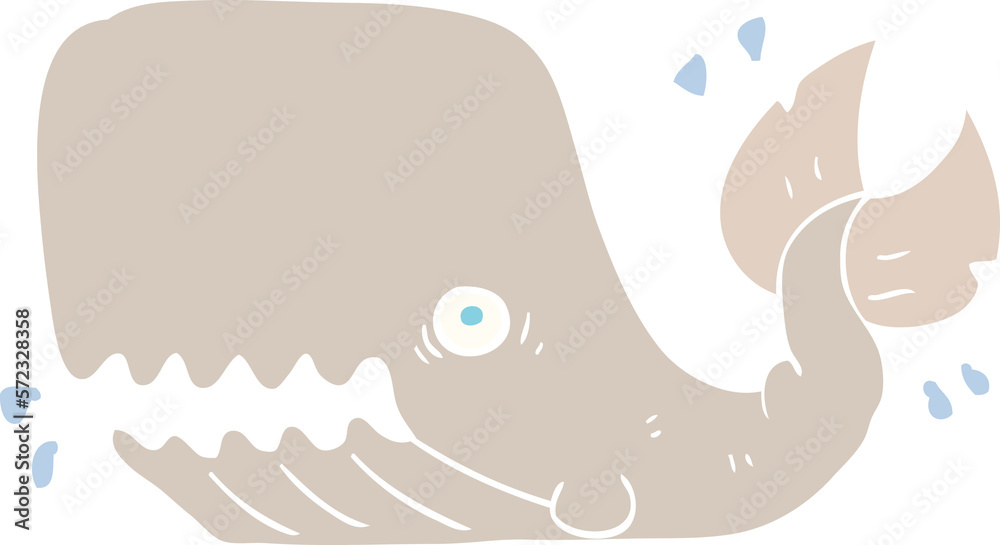 Obraz premium flat color illustration of a cartoon angry whale