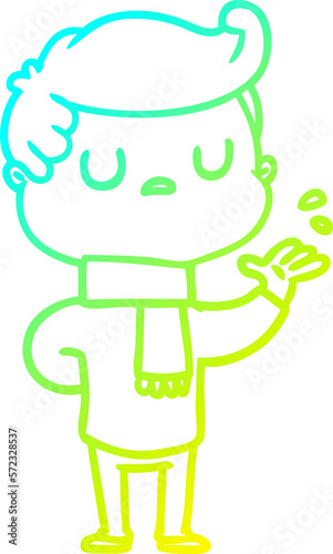 cold gradient line drawing cartoon aloof man