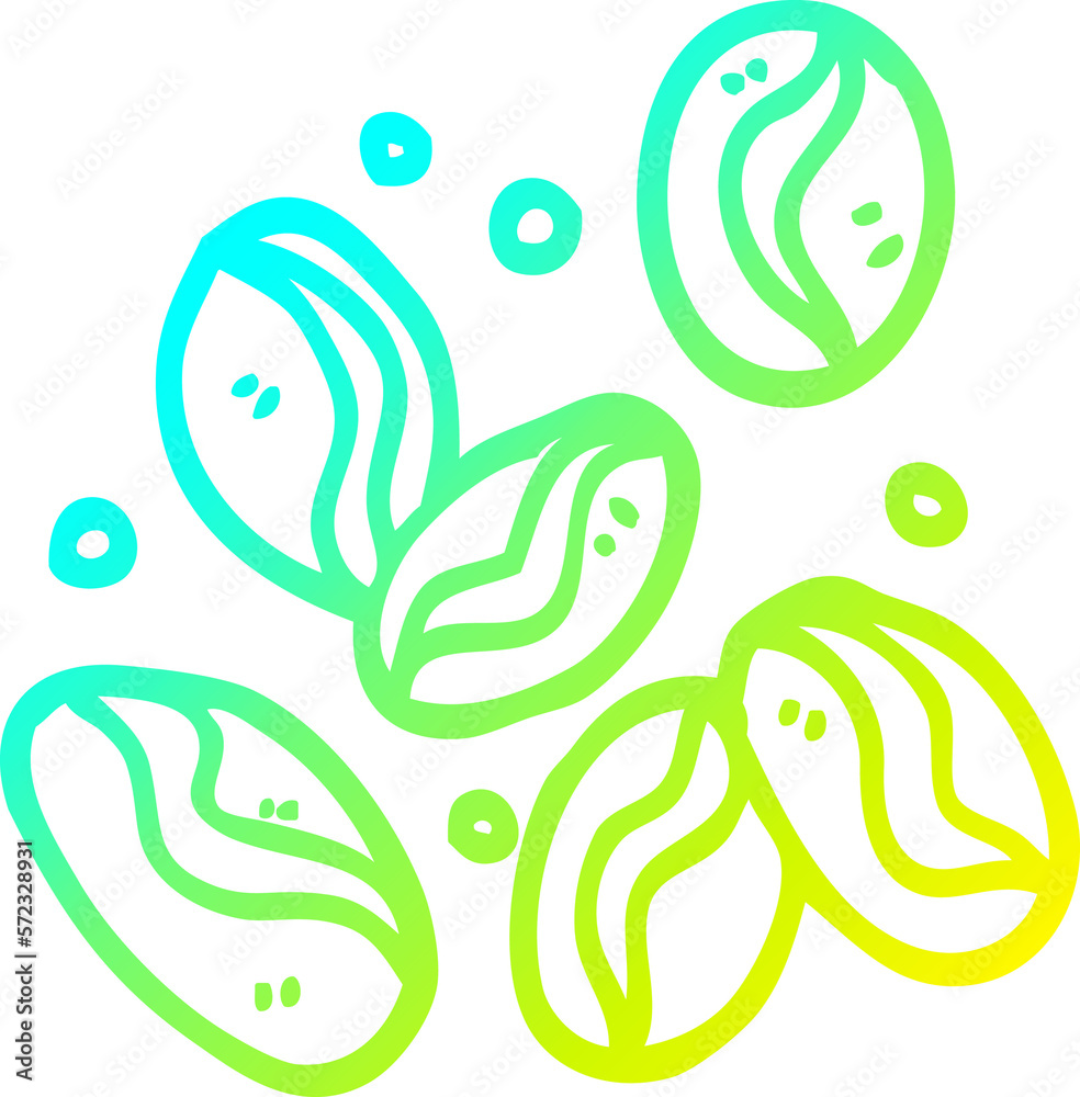 cold gradient line drawing cartoon coffee beans