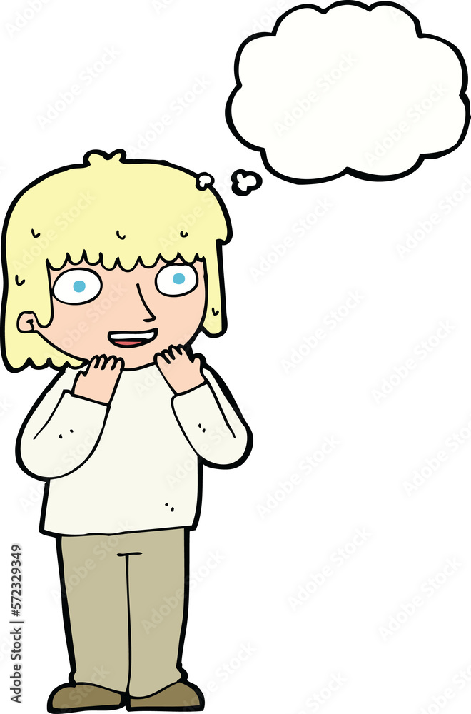 cartoon excited person with thought bubble cartoon excited person with thought bubble