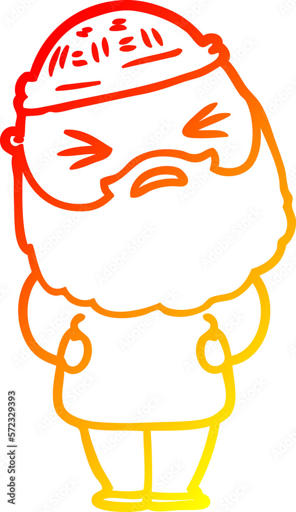 warm gradient line drawing cartoon man with beard