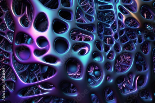3D purple and blue metal background, Generative AI Digital Illustration