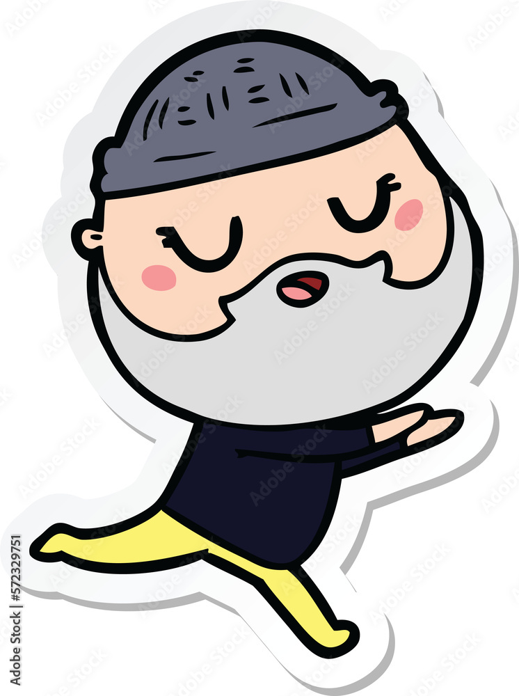 sticker of a cartoon man with beard