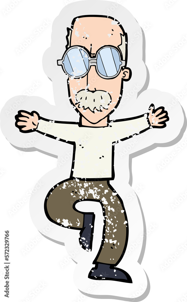 retro distressed sticker of a cartoon old man wearing big glasses retro distressed sticker of a cartoon old man wearing big glasses