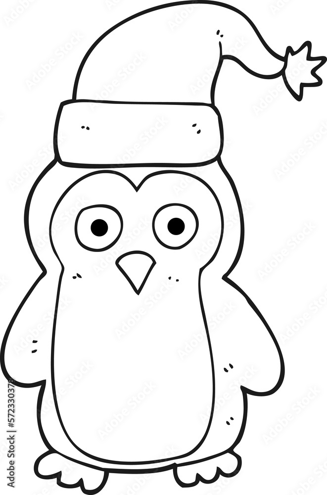 black and white cartoon christmas penguin black and white cartoon christmas penguin