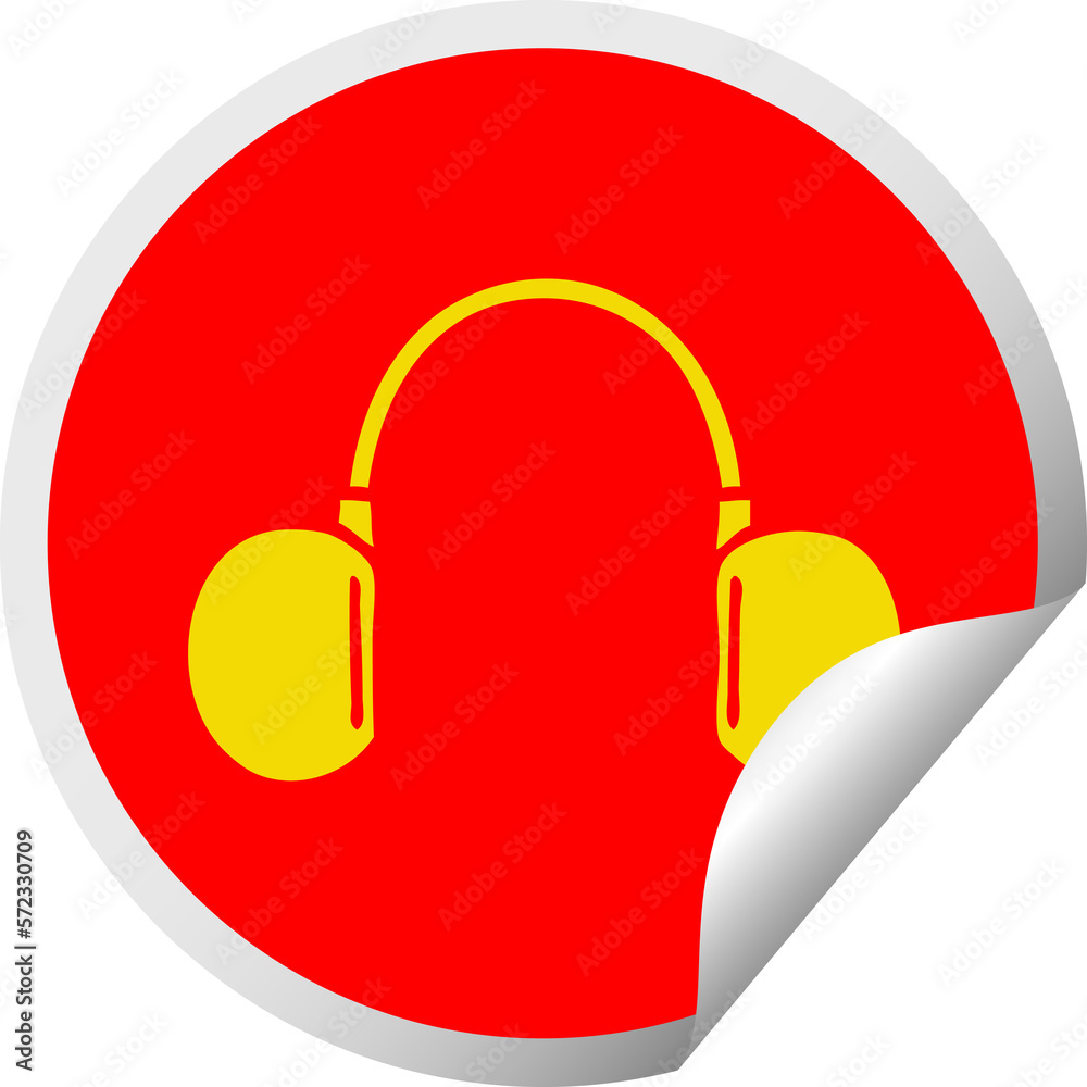 circular peeling sticker cartoon retro headphone circular peeling sticker cartoon retro headphone