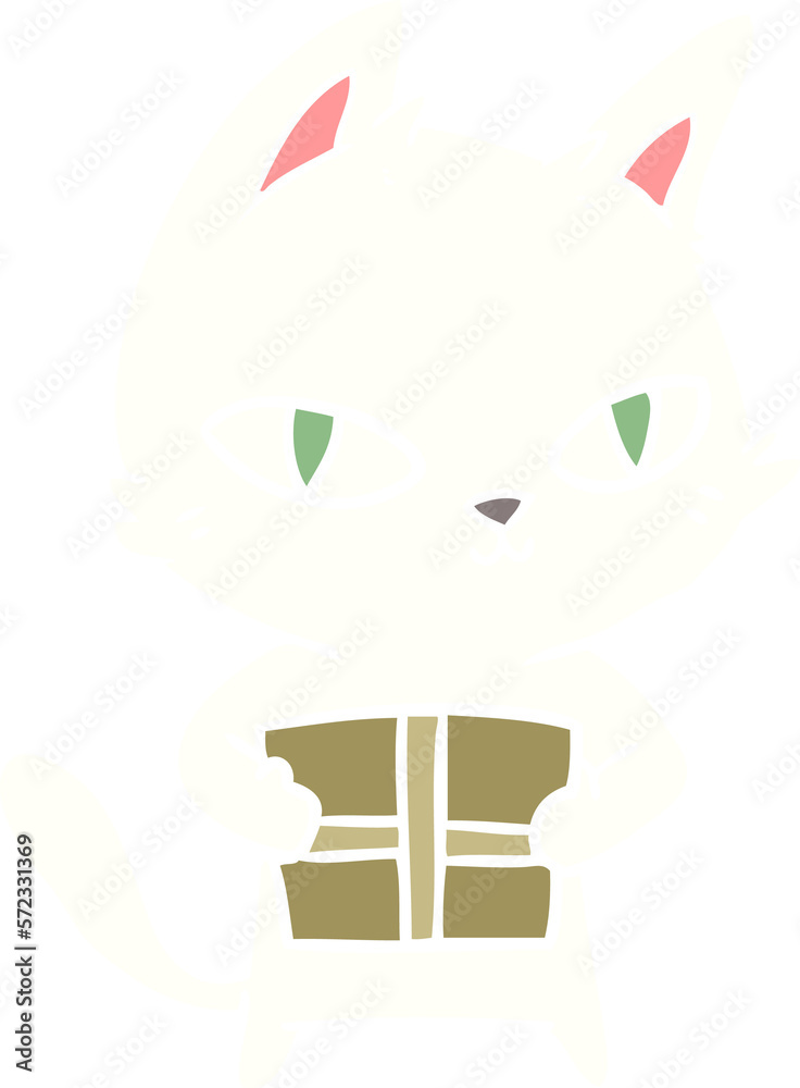 flat color style cartoon cat holding parcel flat color style cartoon cat holding parcel