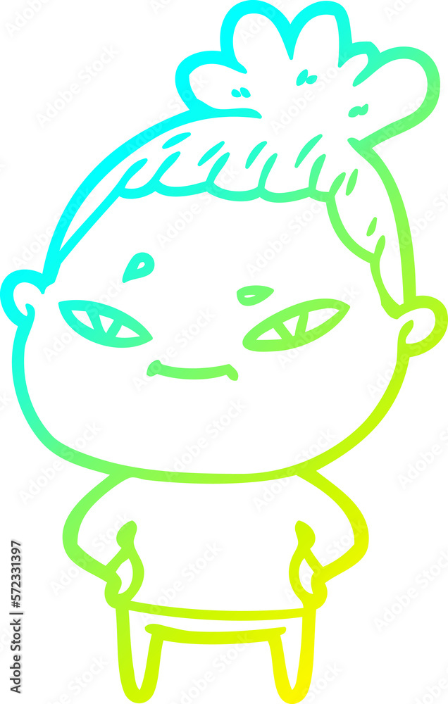 cold gradient line drawing cartoon woman cold gradient line drawing cartoon woman