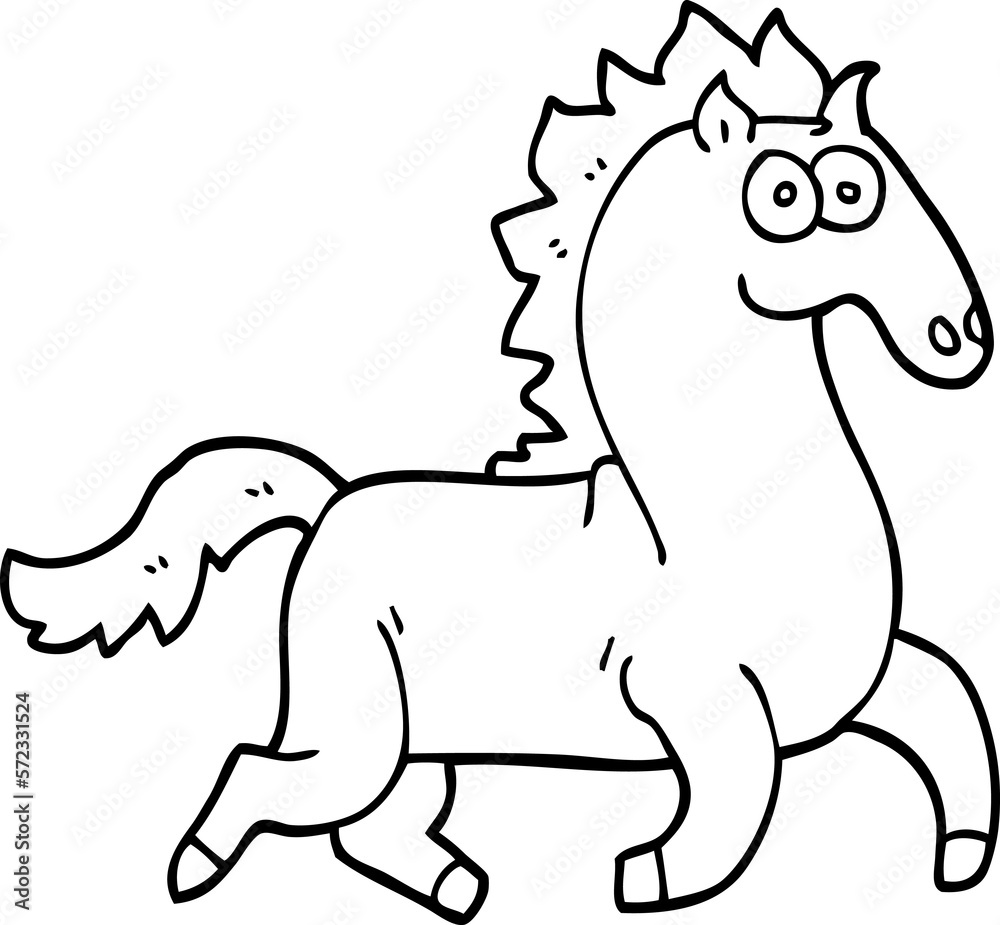 Fototapeta premium line drawing cartoon magnificent stallion