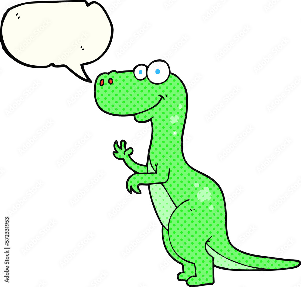 Fototapeta premium comic book speech bubble cartoon dinosaur