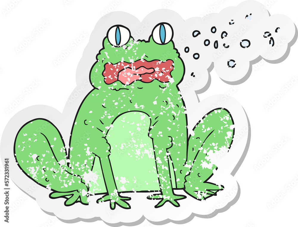 Fototapeta premium retro distressed sticker of a cartoon burping frog