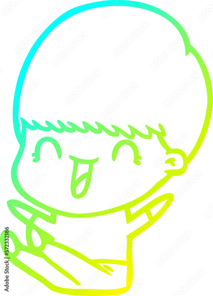 cold gradient line drawing happy cartoon boy cold gradient line drawing happy cartoon boy