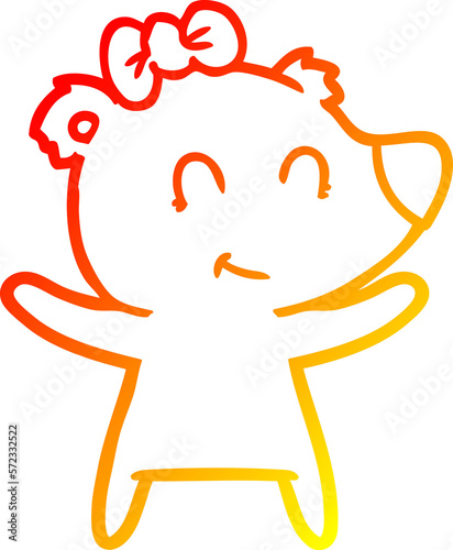 warm gradient line drawing female bear cartoon