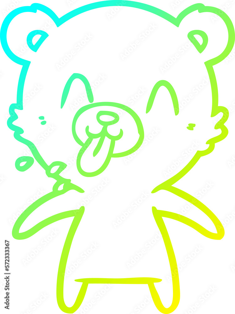 cold gradient line drawing rude cartoon polar bear sticking out tongue cold gradient line drawing rude cartoon polar bear sticking out tongue