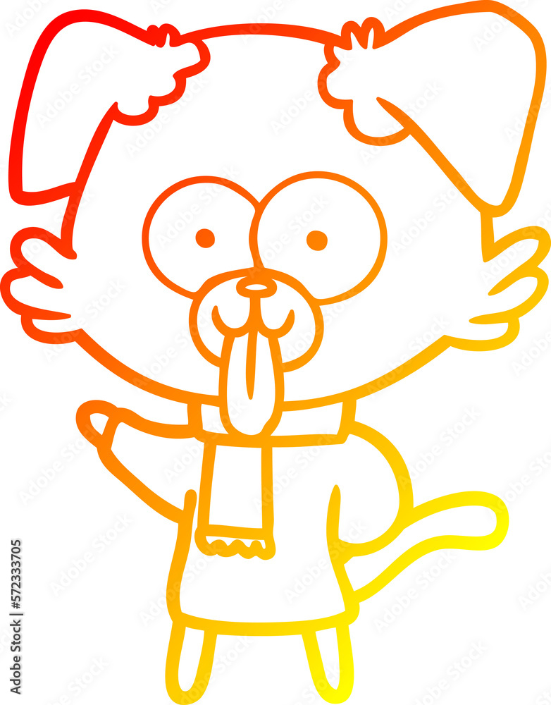 warm gradient line drawing cartoon dog in winter clothes warm gradient line drawing cartoon dog in winter clothes
