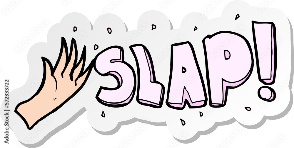 sticker of a cartoon slap Stock Illustration | Adobe Stock