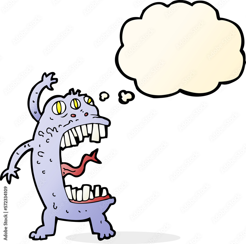 cartoon crazy monster with thought bubble cartoon crazy monster with thought bubble