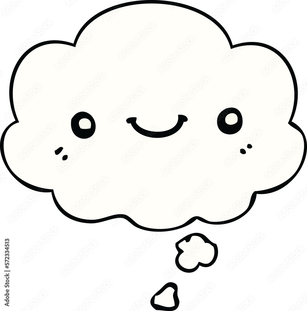cartoon cute happy face and thought bubble cartoon cute happy face and thought bubble