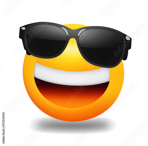 Cool emoji with sunglass isolated on white background generative ai funny smiley smiling face